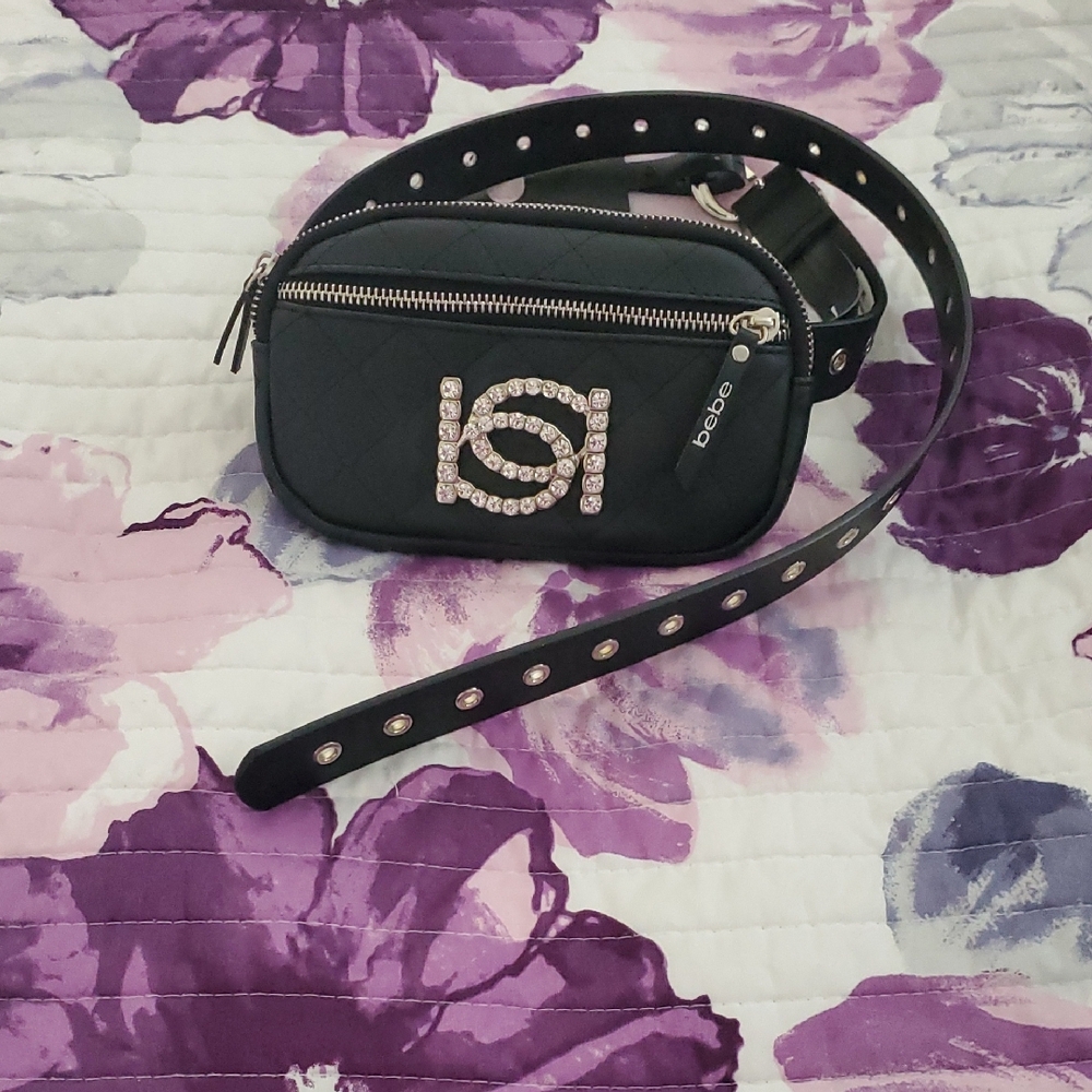bebe Black Quilted Embellished Crossbody